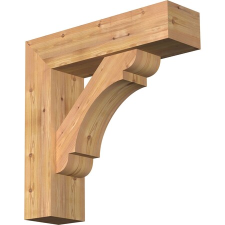 Ekena Millwork Olympic Block Smooth Bracket w/ Offset Brace, Western Red Cedar, 7 1/2"W x 28"D x 28"H BKT0806X28X28OLY05SWR